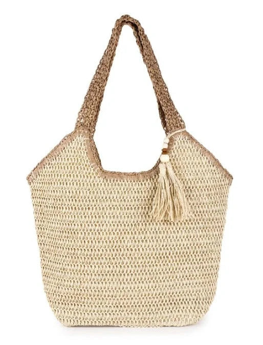 BELINDA Woven Shopper Bag Beige