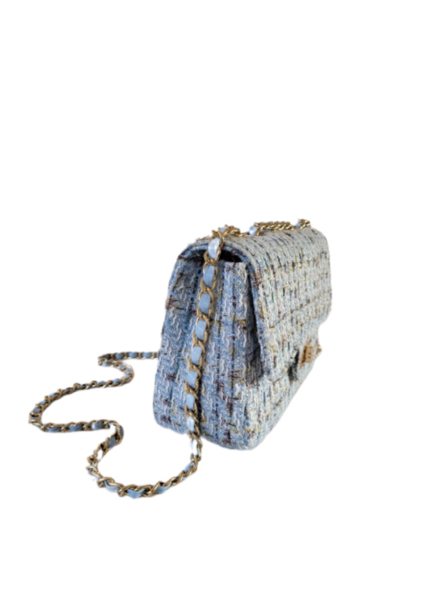 BELLE Tweed Bouclé Bag blue