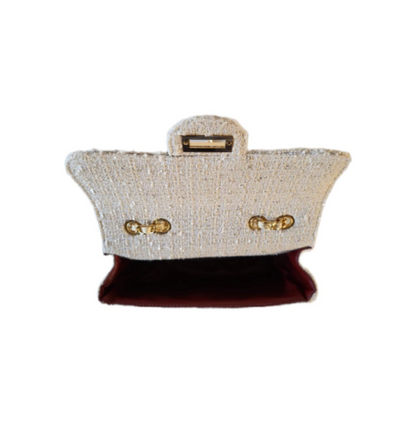 BELLE Tweed Bouclé Bag beige/white