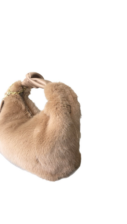 MAY Fluffy Bag with tag Brown