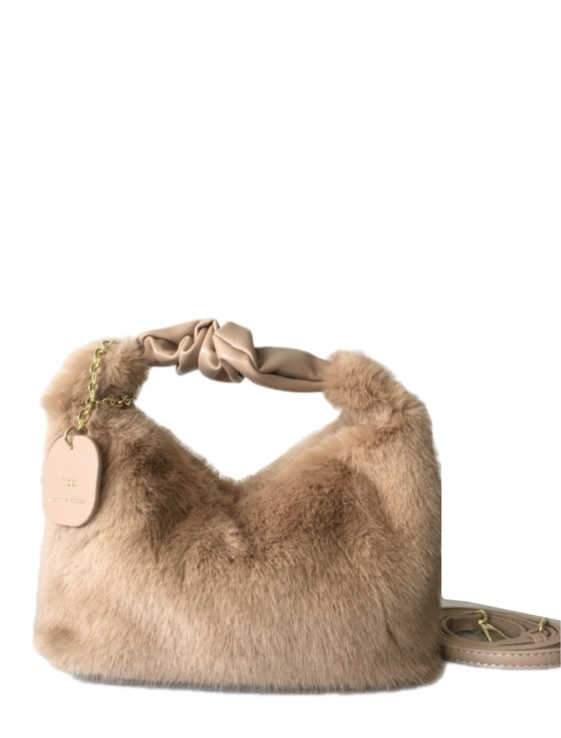 MAY Fluffy Bag with tag Brown