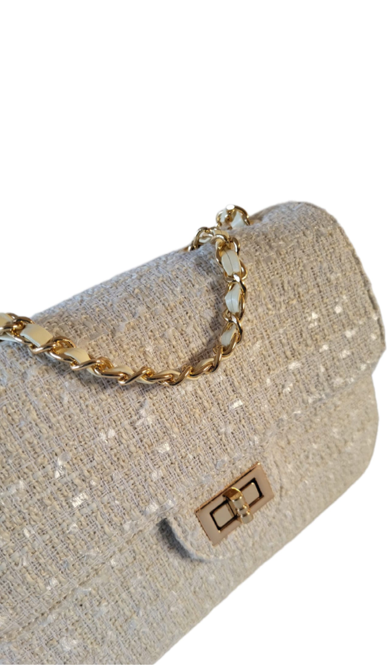 BELLE Tweed Bouclé Bag beige/white