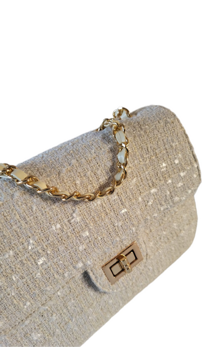BELLE Tweed Bouclé Bag beige/white
