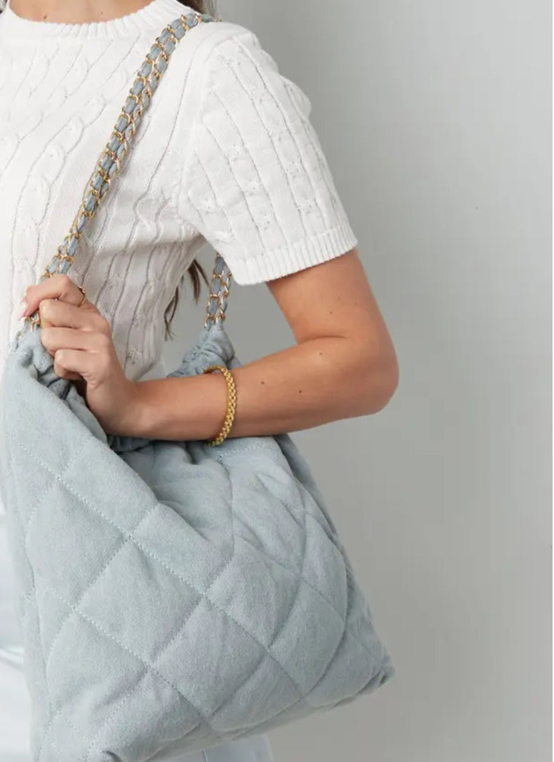 MITRA Denim Stitched Tote / Shoulder Bag Navy