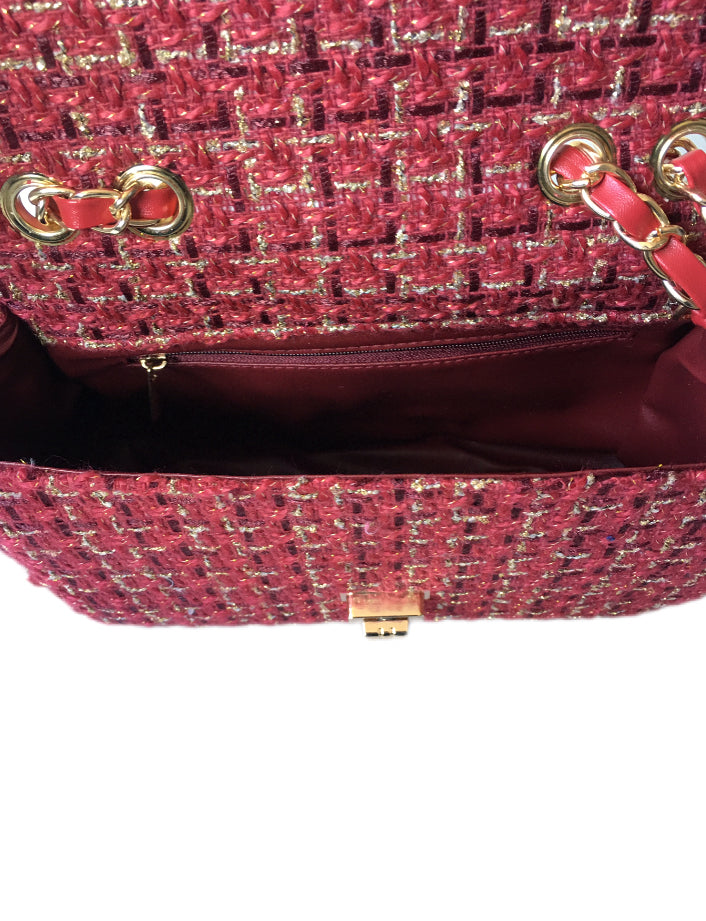 BELLA Tweed bouclé bag Bordeaux