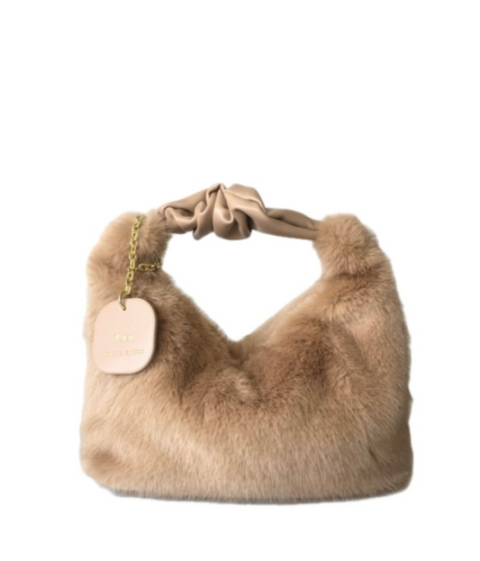MAY Fluffy Bag with tag Brown