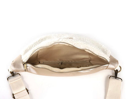 FAY Teddy Crossbody Belt Bag White/Beige