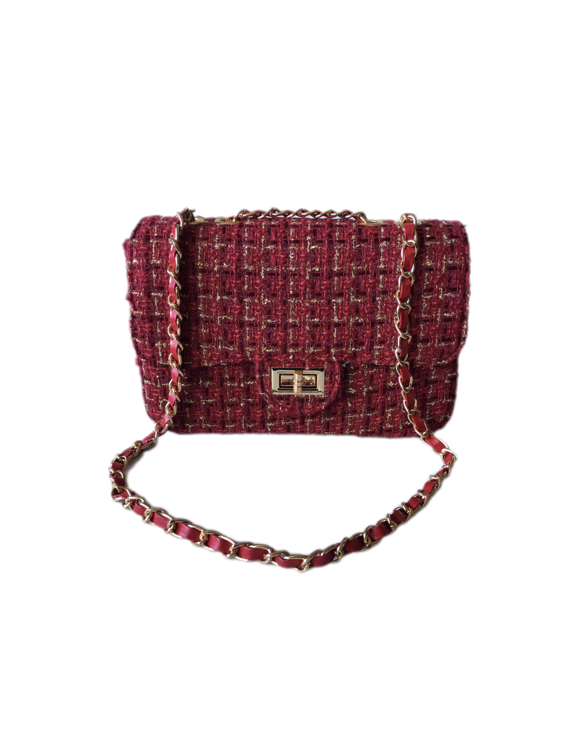BELLA Tweed bouclé bag Bordeaux