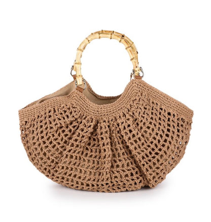 INDRA Woven Handle Shopper Bag Beige