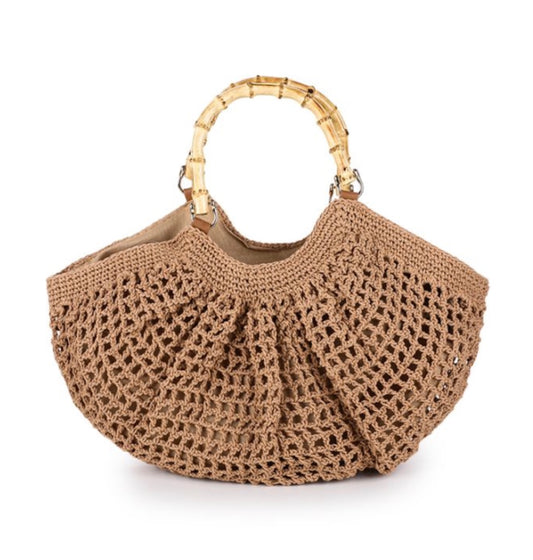 INDRA Woven Handle Shopper Bag Beige