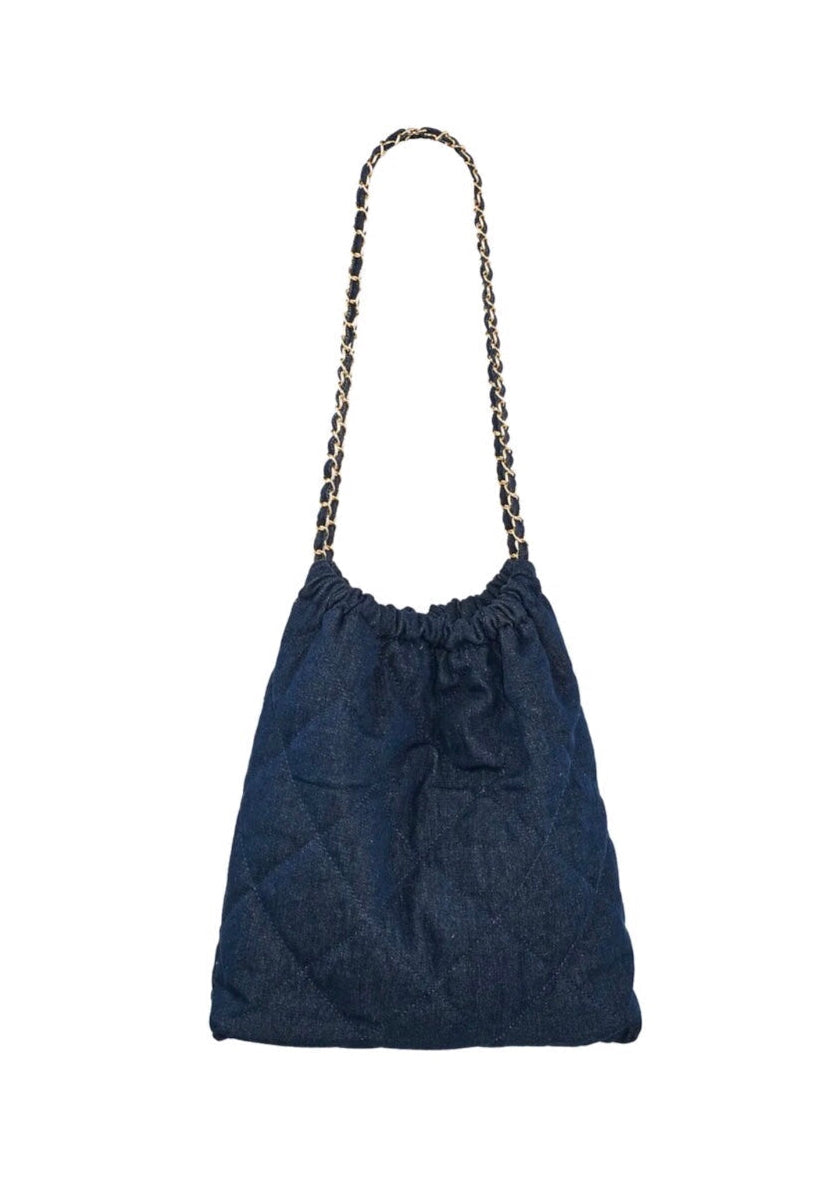 MITRA Denim Stitched Tote / Shoulder Bag Navy
