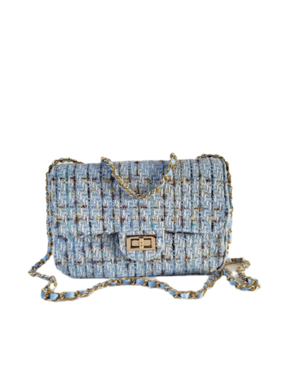 BELLE Tweed Bouclé Bag blue