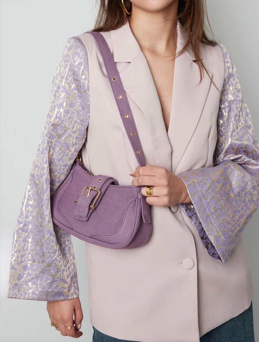 LILIAN Denim Buckle Bag Light Blue