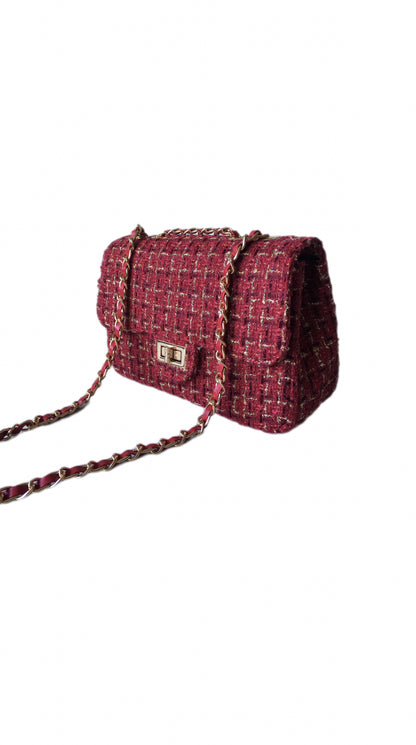 BELLA Tweed bouclé bag Bordeaux