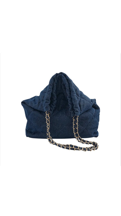 MITRA Denim Stitched Tote / Shoulder Bag Navy