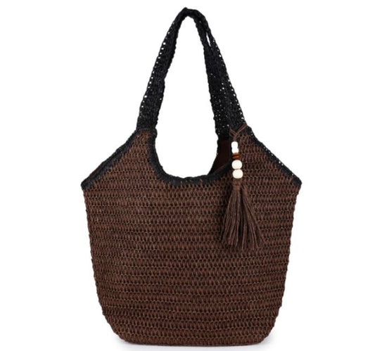 BELINDA Woven Shopper Bag Brown