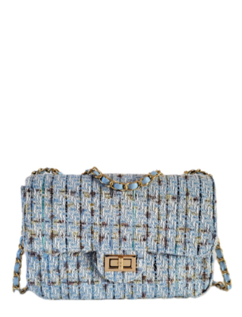 BELLE Tweed Bouclé Bag blue