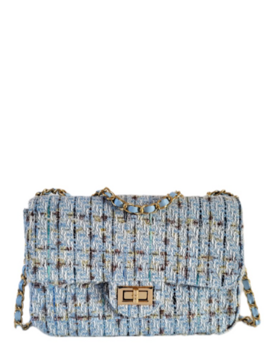 BELLE Tweed Bouclé Bag blue