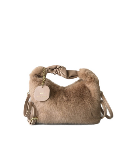 MAY Fluffy Bag with tag Brown