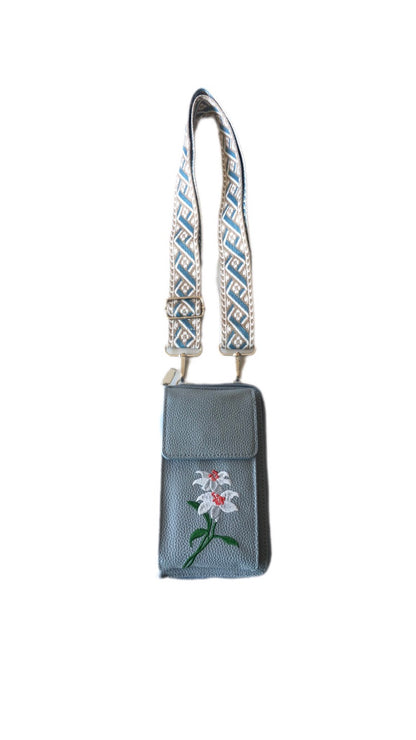 SUZY Embroidery Phone Bag / Wallet Blue