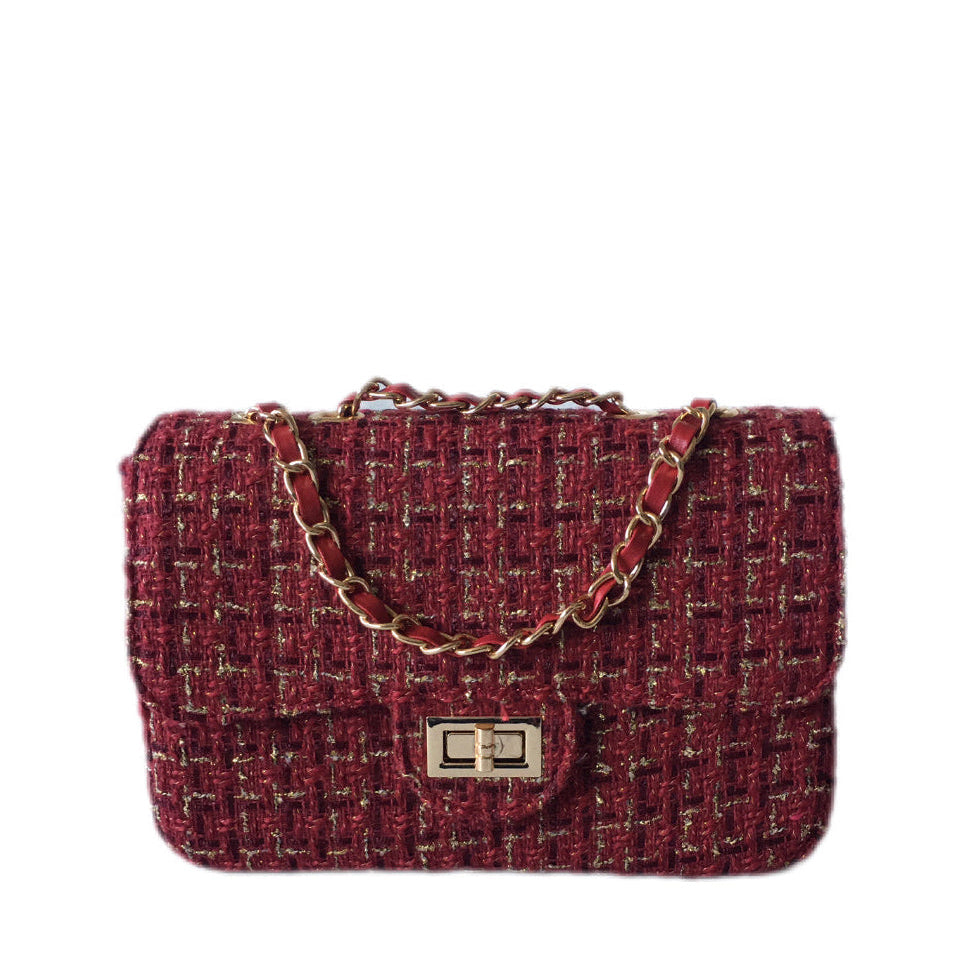 BELLA Tweed bouclé bag Bordeaux