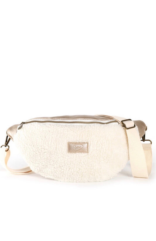 FAY Teddy Crossbody Belt Bag White/Beige