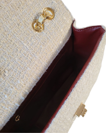 BELLE Tweed Bouclé Bag beige/white