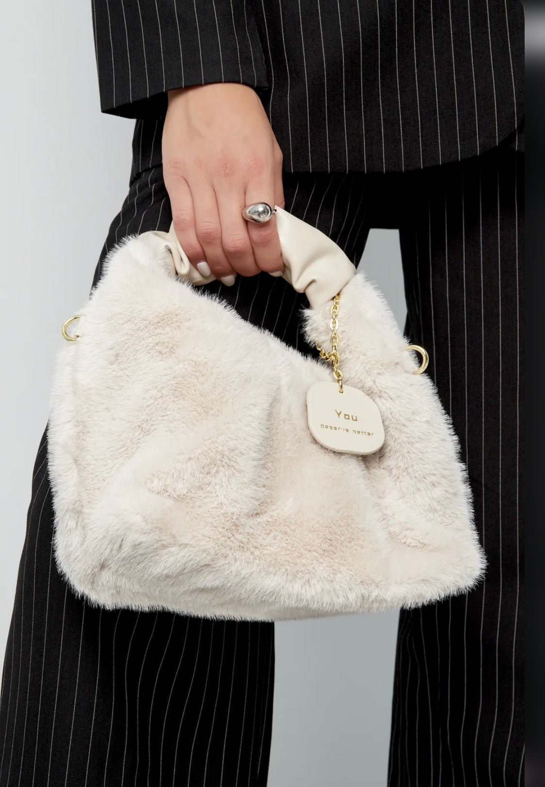 MAY Fluffy Bag with tag Brown