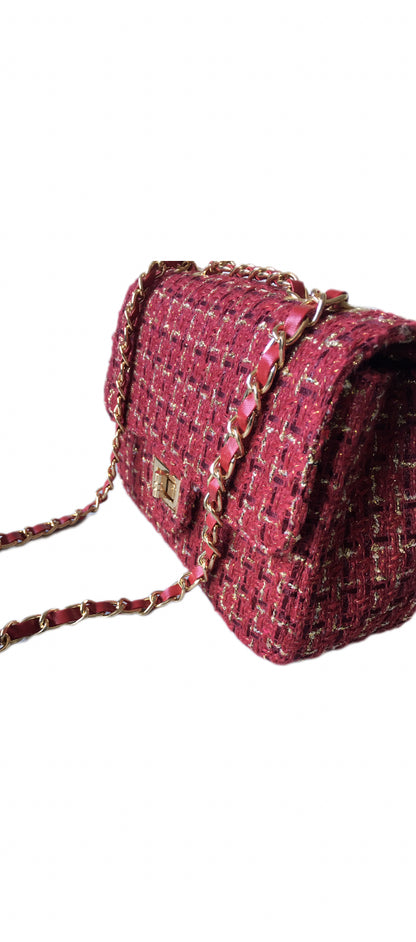 BELLA Tweed bouclé bag Bordeaux