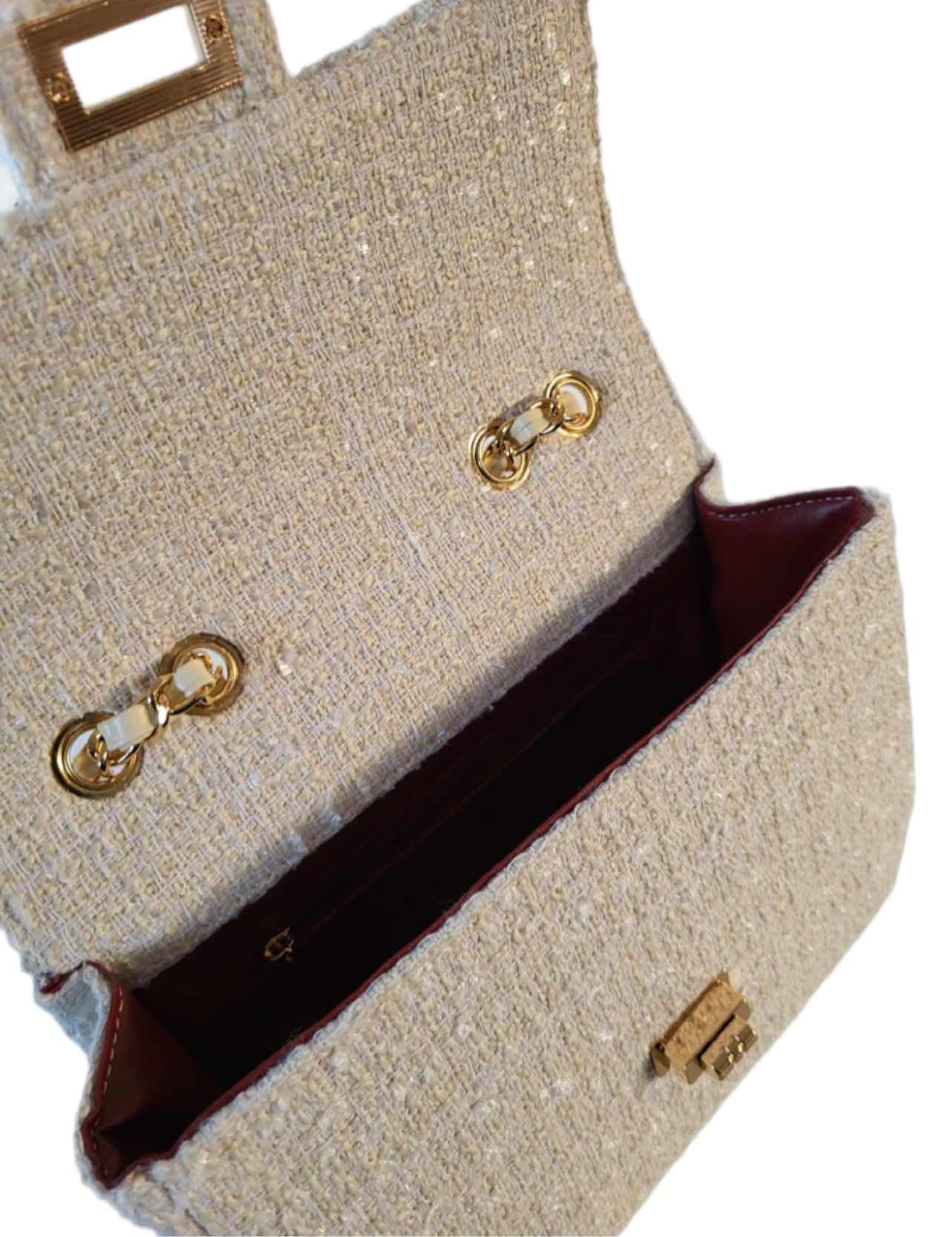 BELLE Tweed Bouclé Bag beige/white