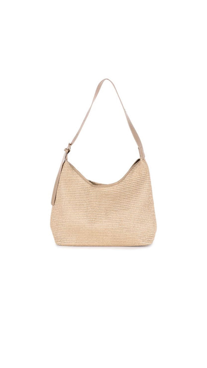 NINA Woven Shoulder Bag Beige