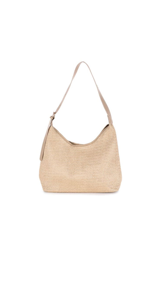 NINA Woven Shoulder Bag Beige