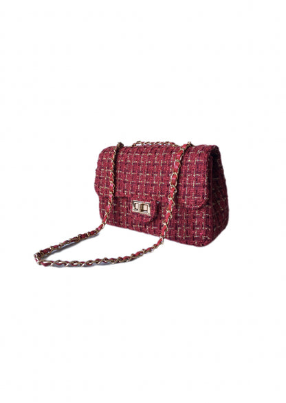 BELLA Tweed bouclé bag Bordeaux