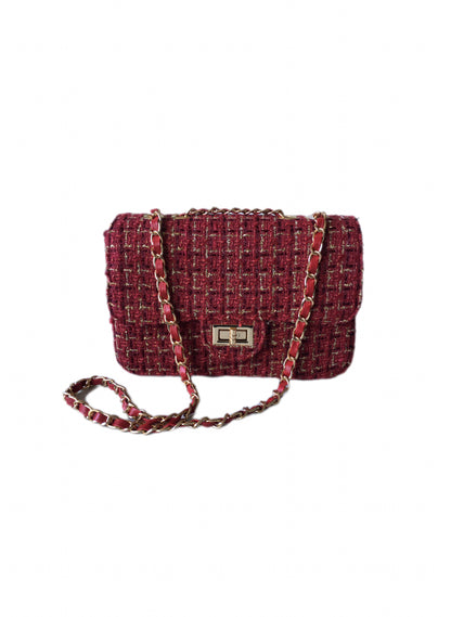 BELLA Tweed bouclé bag Bordeaux