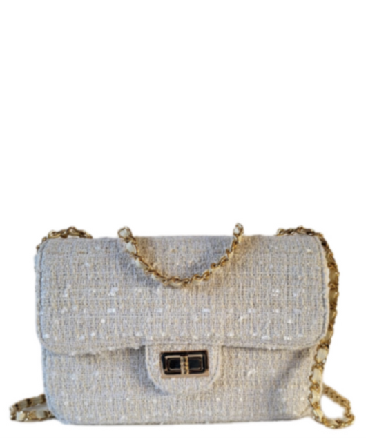 BELLE Tweed Bouclé Bag beige/white